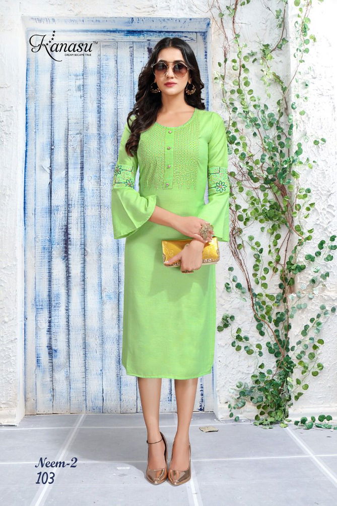 Kanasu Neem 2 Rayon Heavy Ethnic Wear Designer Kurti Collection